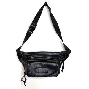 Totes Sport Faux leather 90s Multi Pocket Adjustable Fanny Waist Pack Bag Black